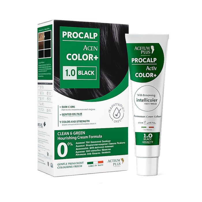 Actium Plus Procalp Activ Color+ Hair Color Cream – 1.0 Black
