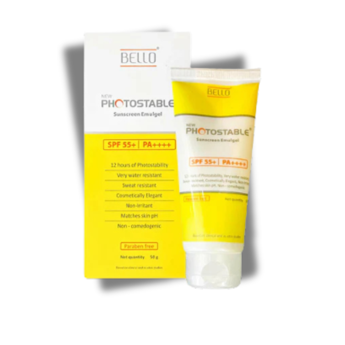 Photostable Bello Sunscreen Emulgel SPF 55+/PA++++ 50G