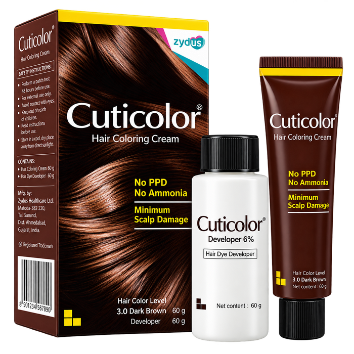 Cuticolor Hair Coloring Cream Dark Brown 3.0, 120 gm